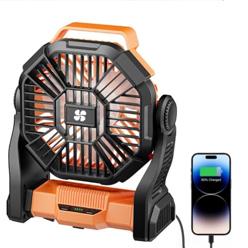 20400mAh Portable Rechargeable Fan with LED Light & Hook T2088