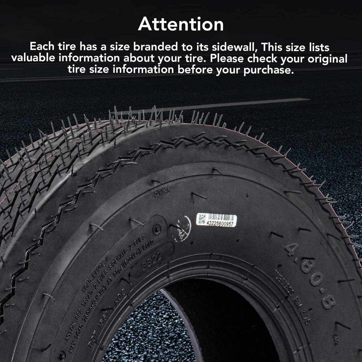 4.80-12 Trailer Tires, Load Range C, 6PR P39896