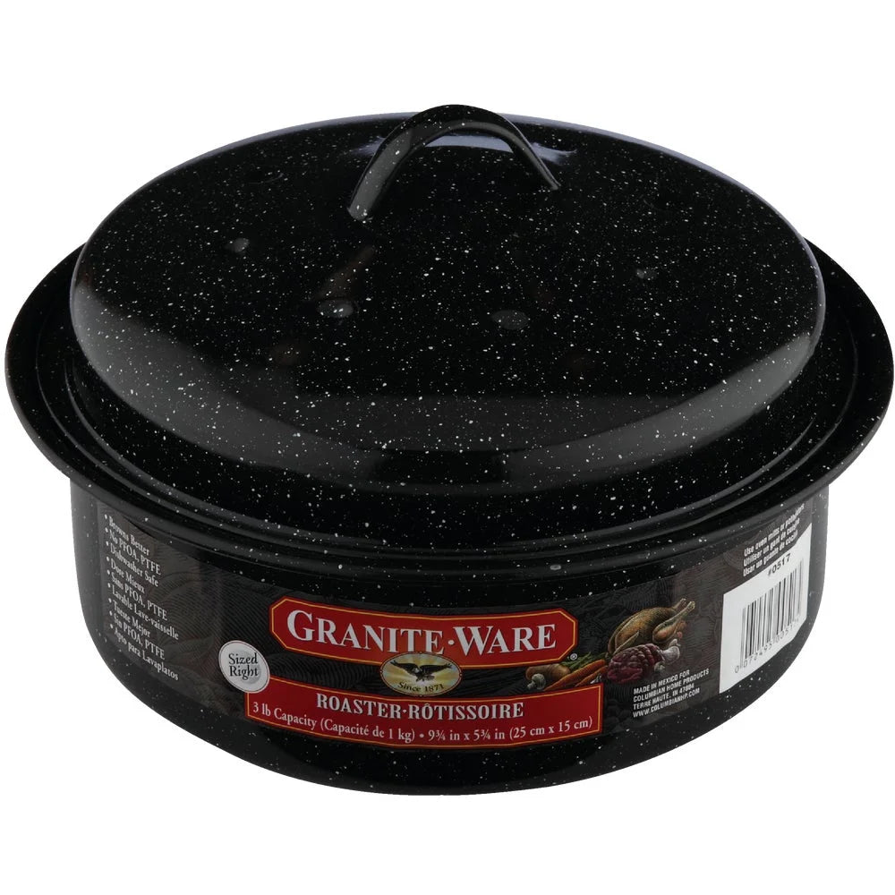 3 Lb. Black Covered Round Roaster J102