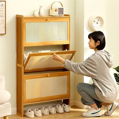 Bamboo Shoe Cabinet with Flip Drawers R22391