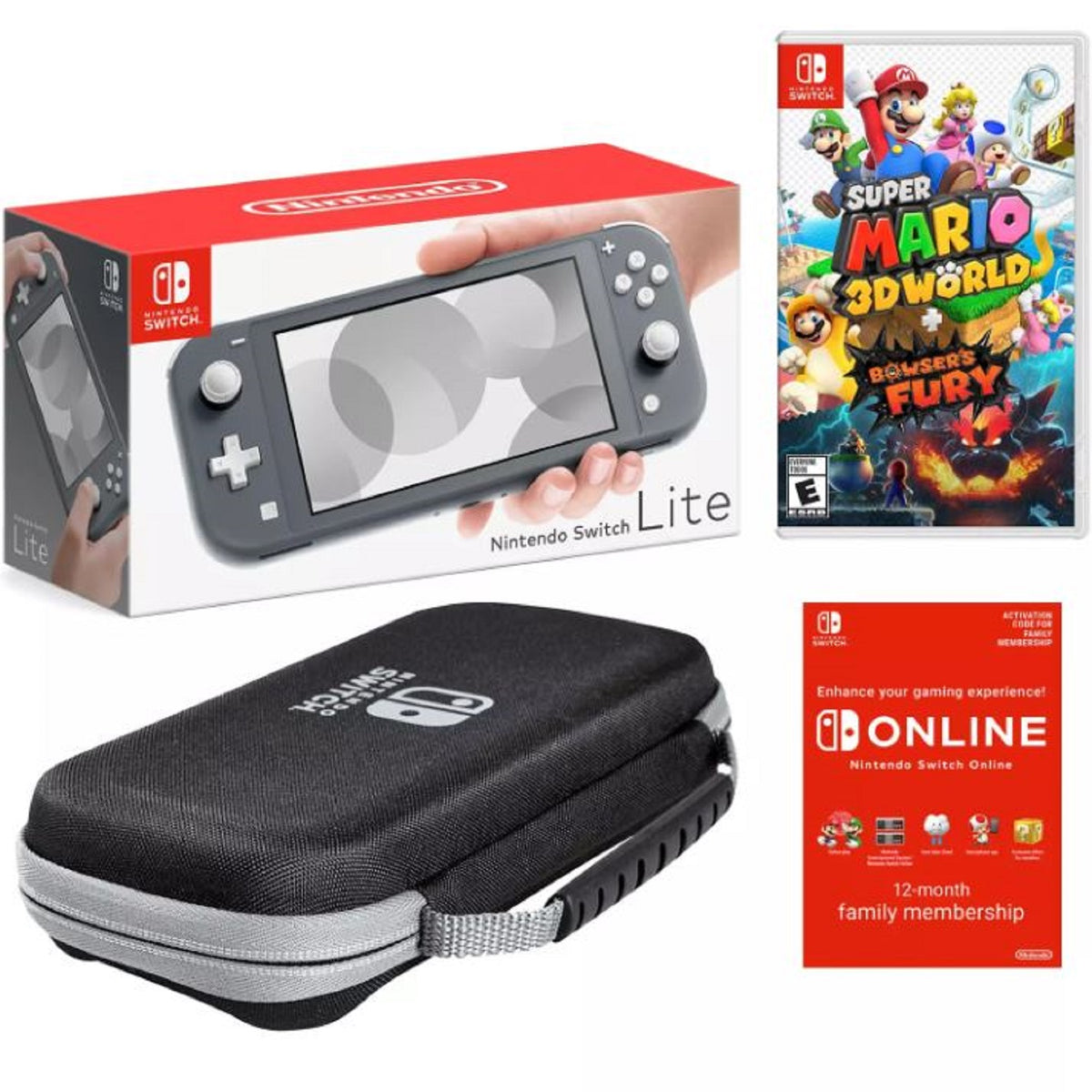 Gray Lightweight Nintendo Switch Lite with Super Mario 3D World G48095
