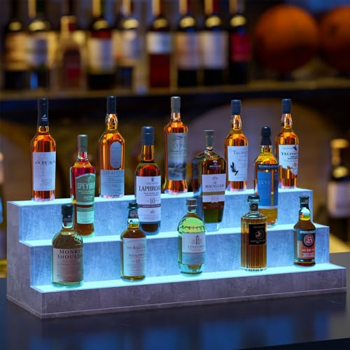 Grey LED Illuminated Bottle Shelf H5925