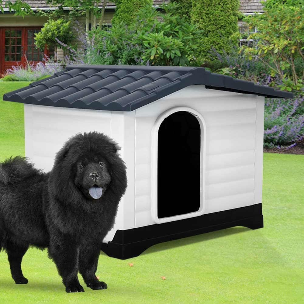 Large Water Resistant Plastic Dog House with Elevated Floor Q289