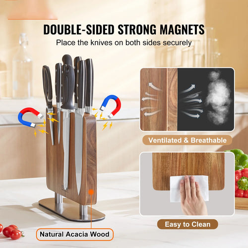 10 in Magnetic Acacia Wood Knife Block P30158