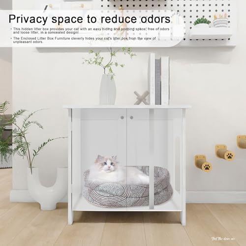 White Wooden Cat Litter Box Enclosure N55683