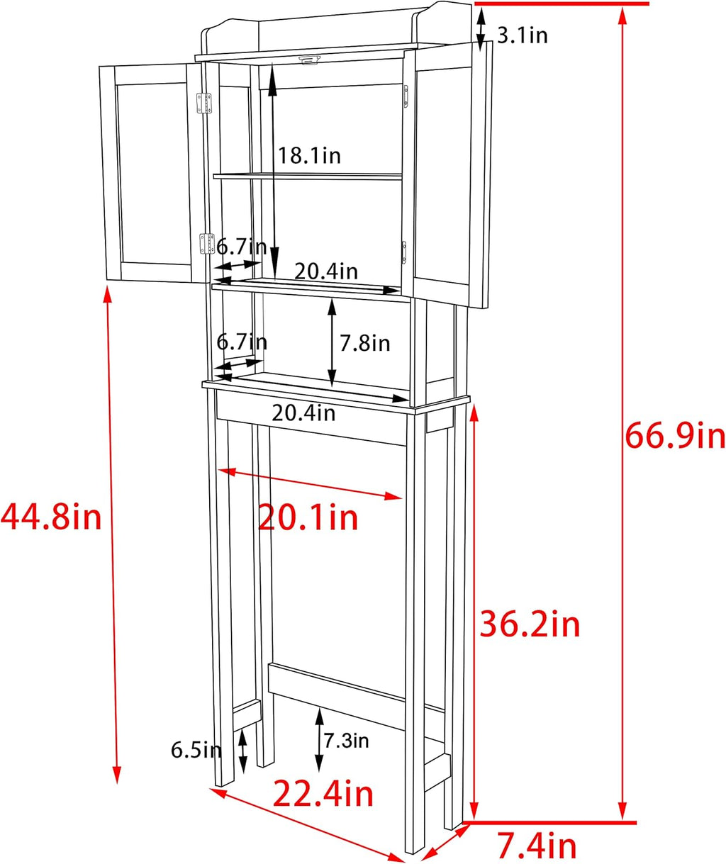 Grey Over The Toilet Storage Cabinet with Adjustable Shelf D39627