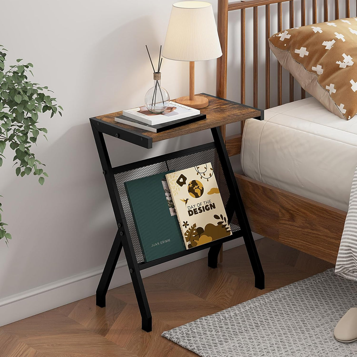 3-Tier Narrow Side Table with Charging Station I6161