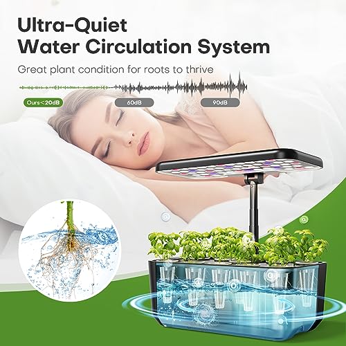 10 Pods Hydroponic Growing System with LED Grow Light, White T792670