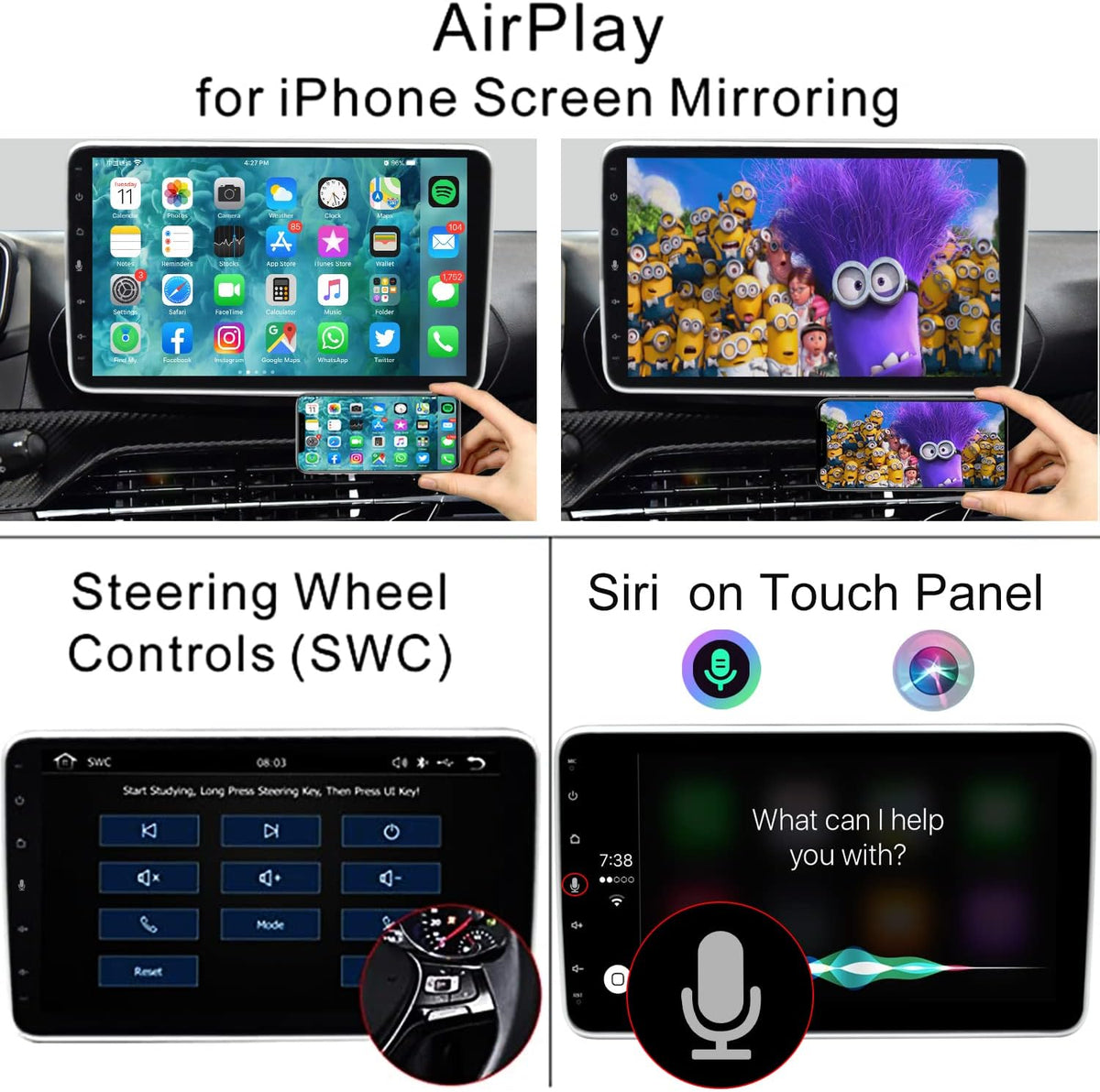 10.1 Inch Single Din Touchscreen Car Stereo Receiver with Backup Camera Y72764