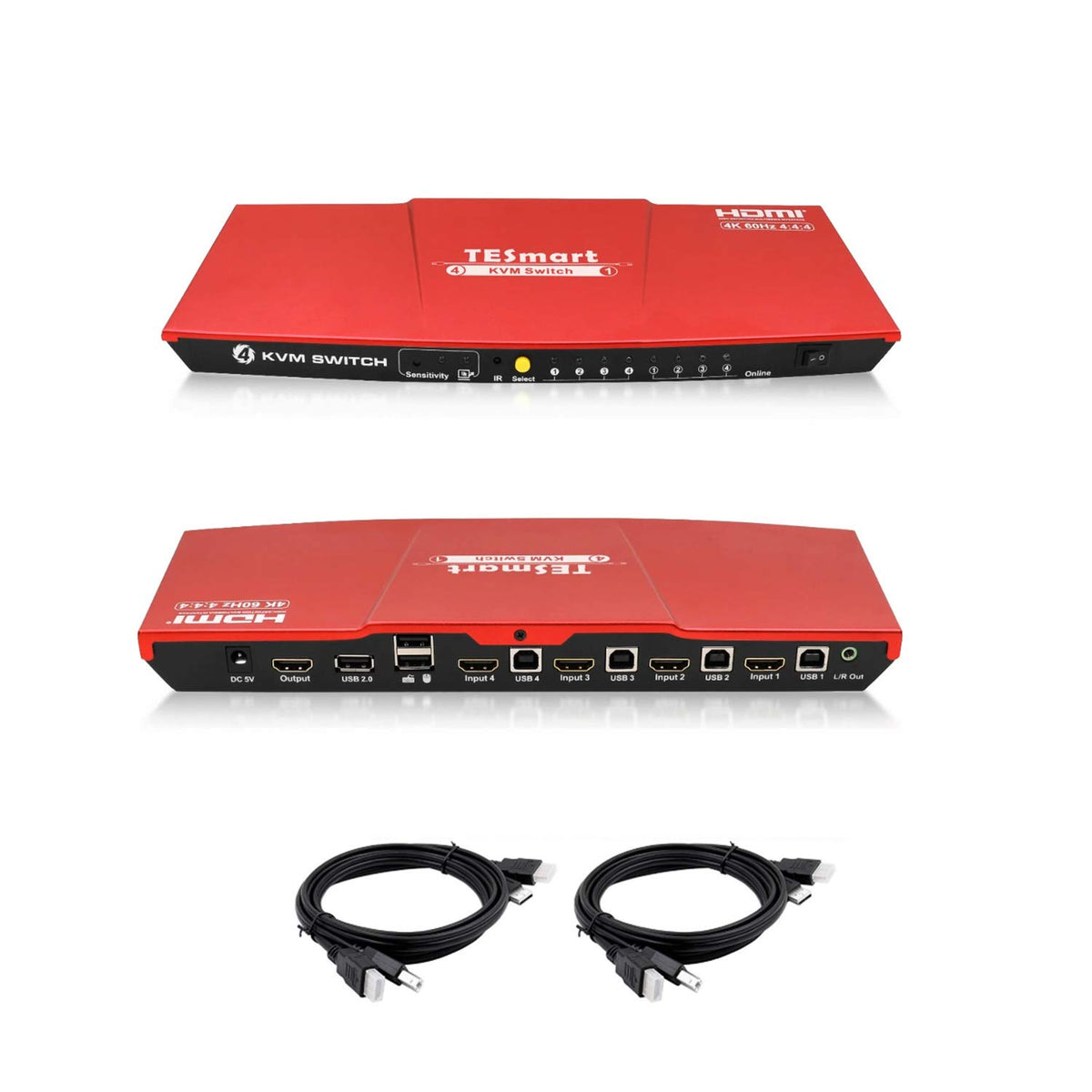 4K HDMI 4x1 KVM Switch with 2 Pcs 5ft KVM Cables K17427