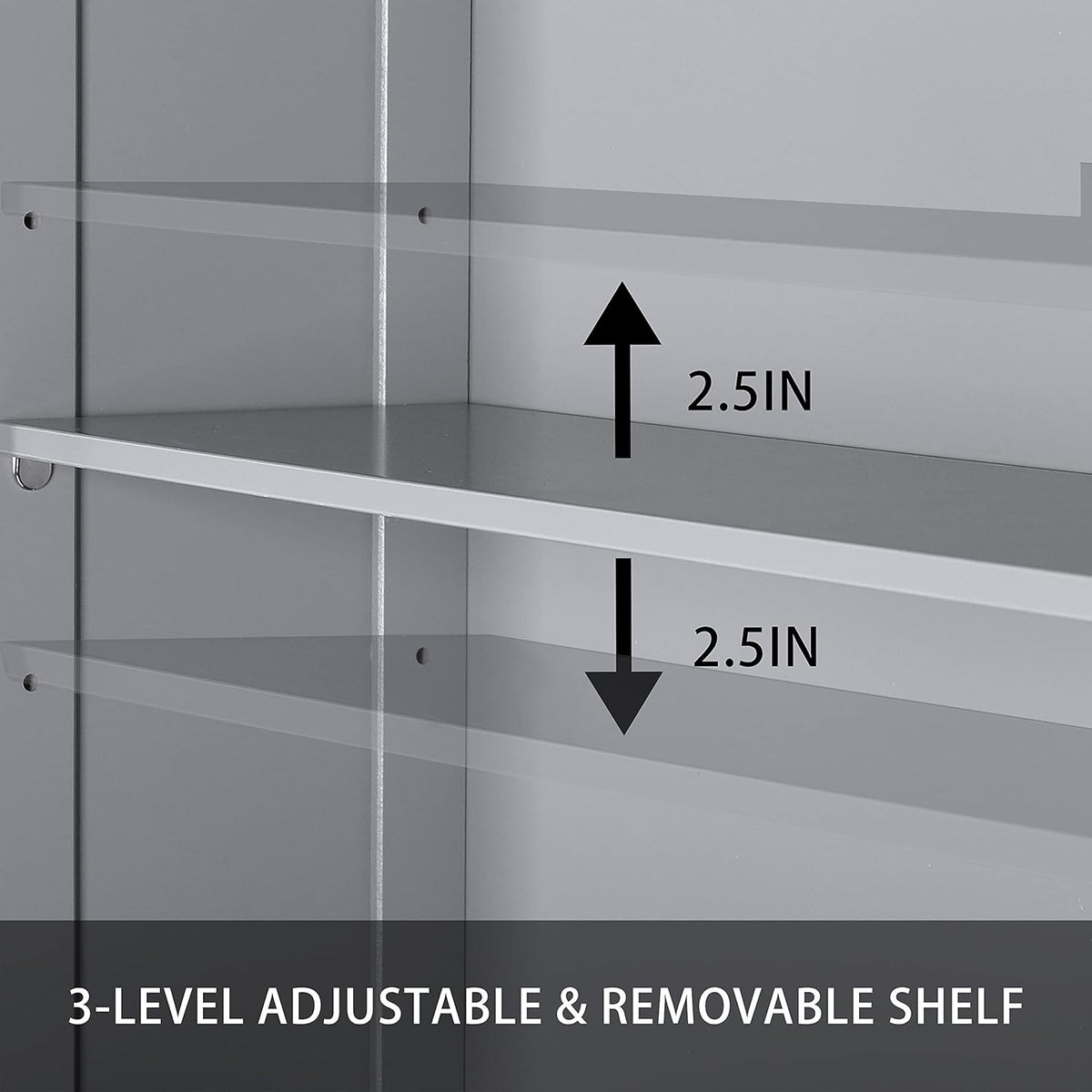 Grey Over The Toilet Storage Cabinet with Adjustable Shelf D39627