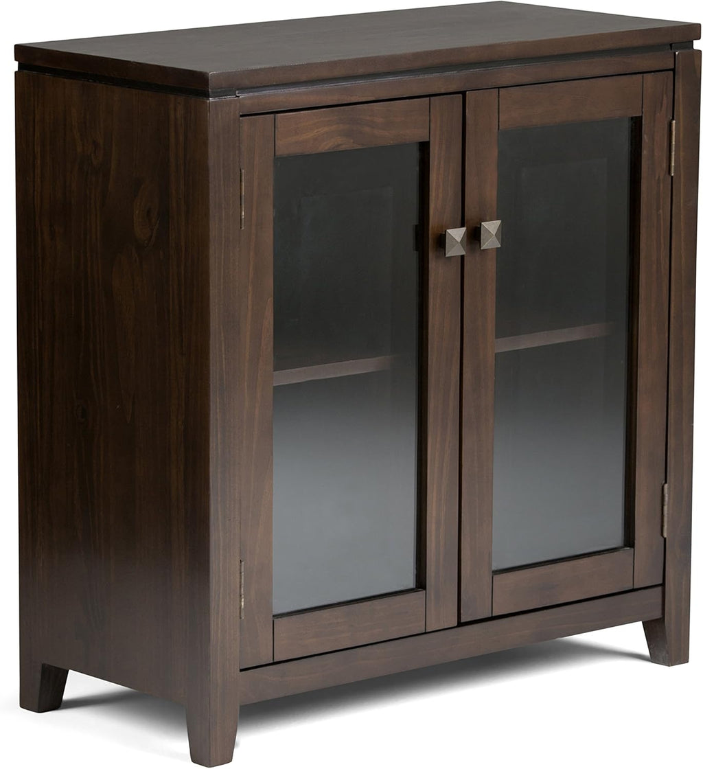 Farmhouse Grey 30 inch Wide Low Storage Cabinet with 2 Tempered Glass Doors G637640