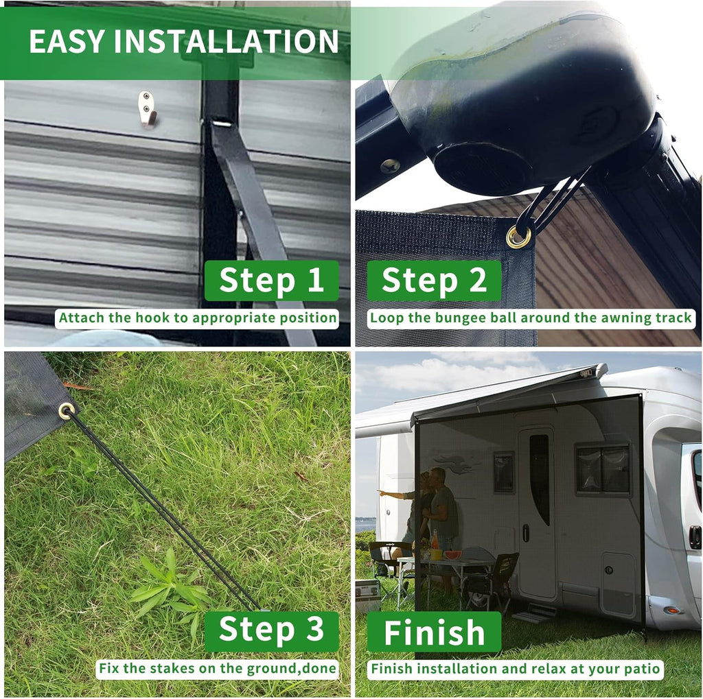 RV Awning Side Shade Kit 9'x7' Sunscreen Z200