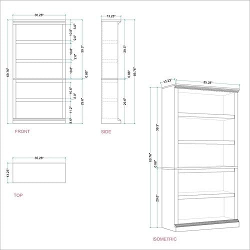 5 Shelf Bookcase with 3 Adjustable Shelves in Salt Oak W536934