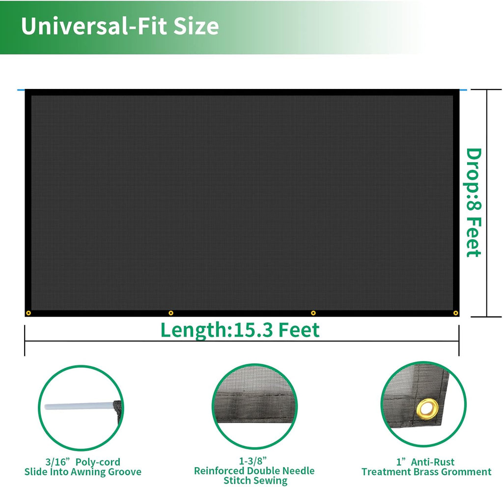 RV Awning Side Shade Kit 9'x7' Sunscreen Z200
