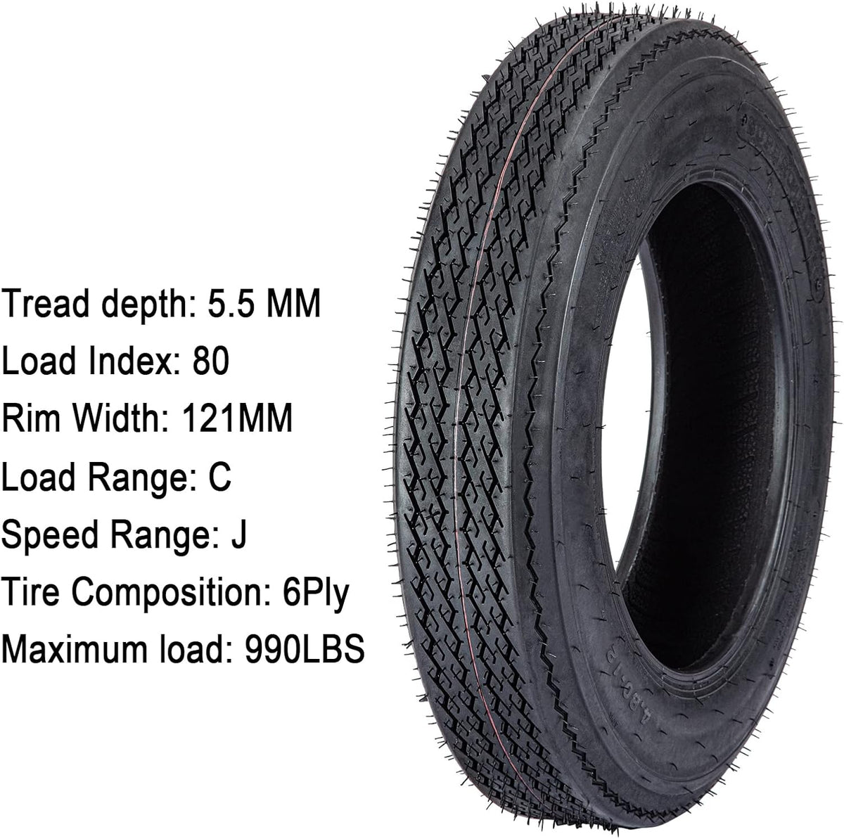 4.80-12 Trailer Tires, Load Range C, 6PR P39896