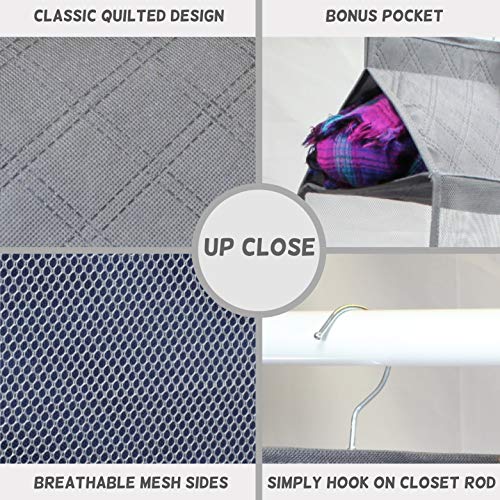 XL Size Hanging Handbag Purse Organizer, 2 Pack, 10 Shelves Total, Grey C3037
