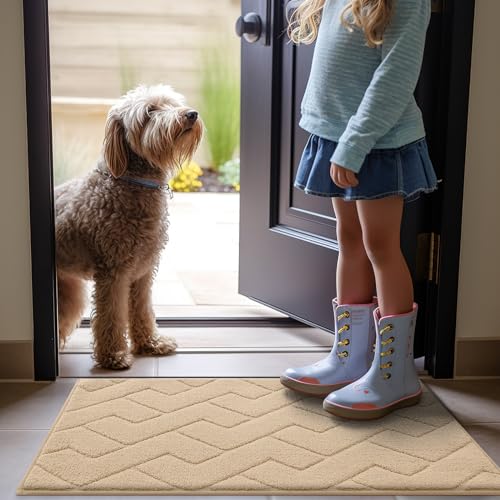 Grey 30x20 Non-Slip Washable Microfiber Dog Door Mat Q5932