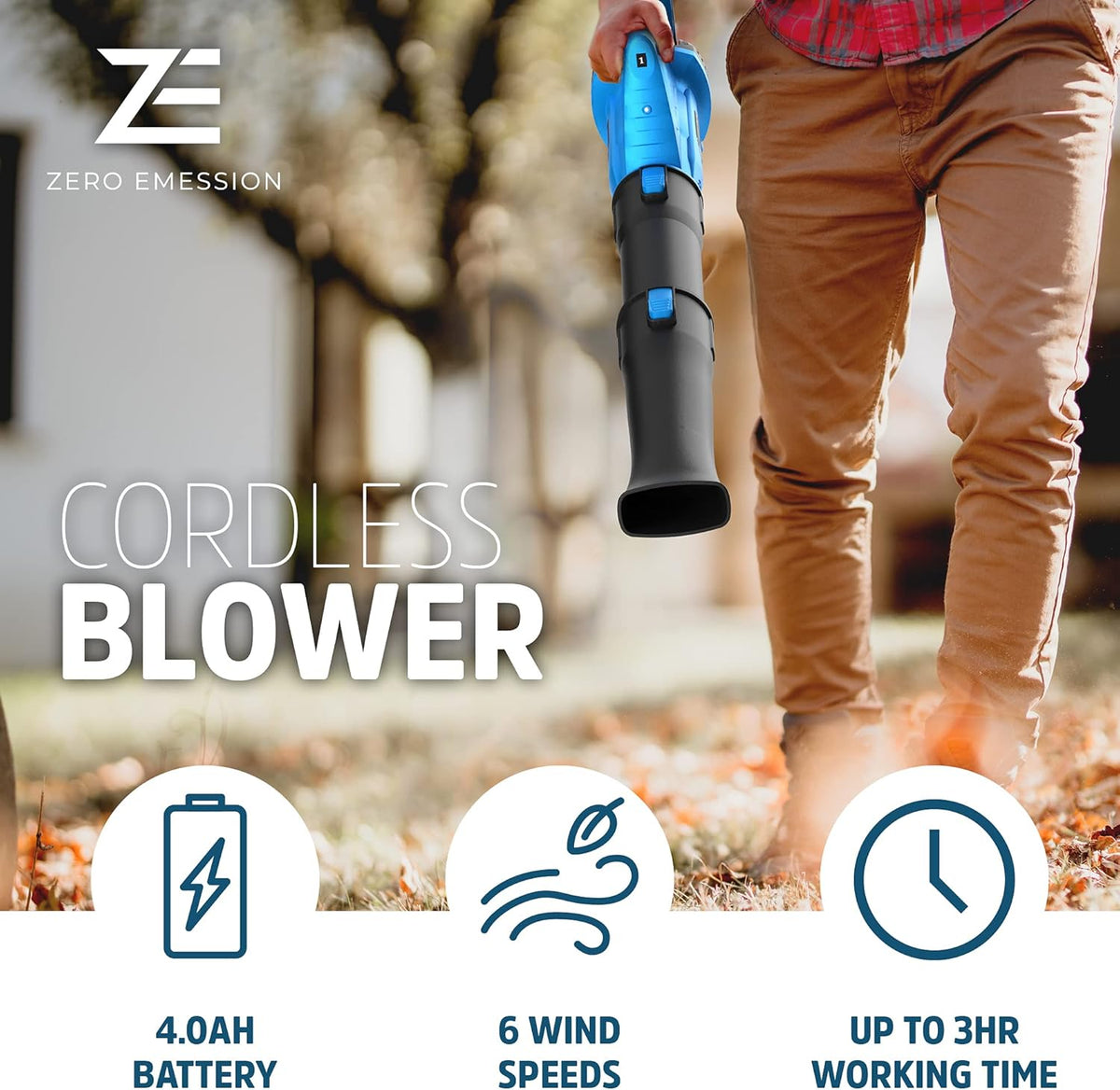 320 CFM 150 MPH Cordless Leaf Blower with 21V 4.0Ah Battery & Charger R256485