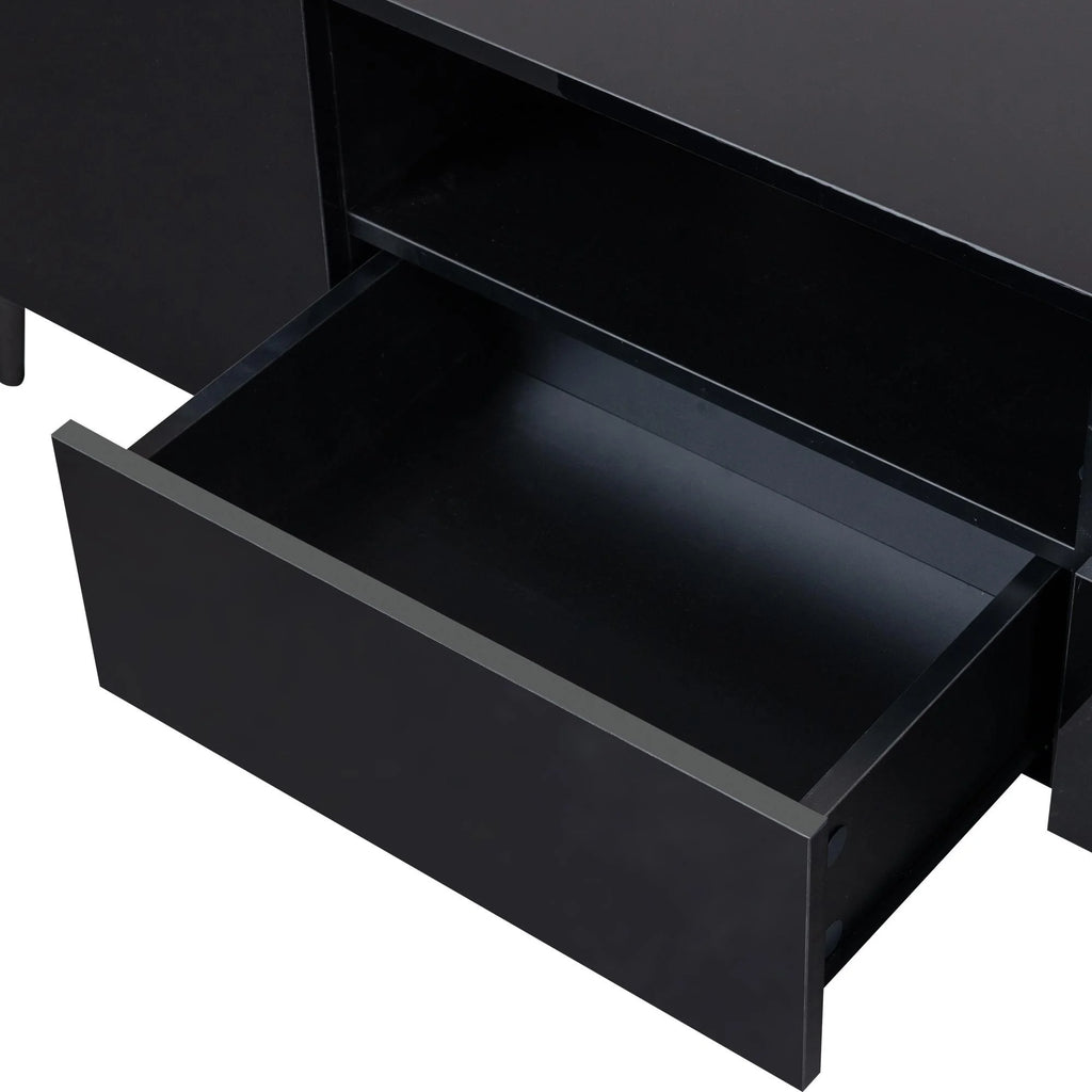 Black TV Stand with LED Lights and Storage Drawers H283