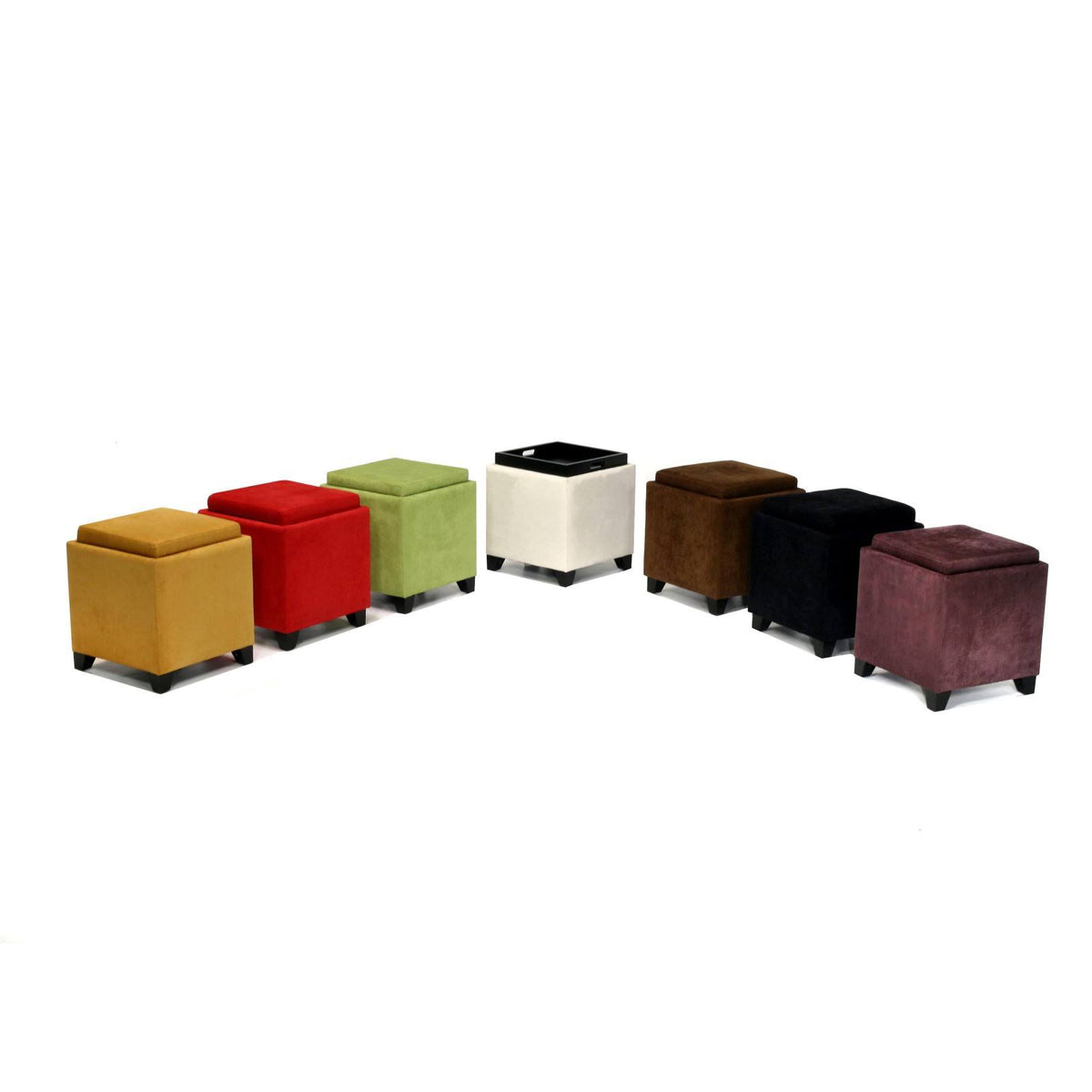 Red Microfiber Storage Ottoman F425855