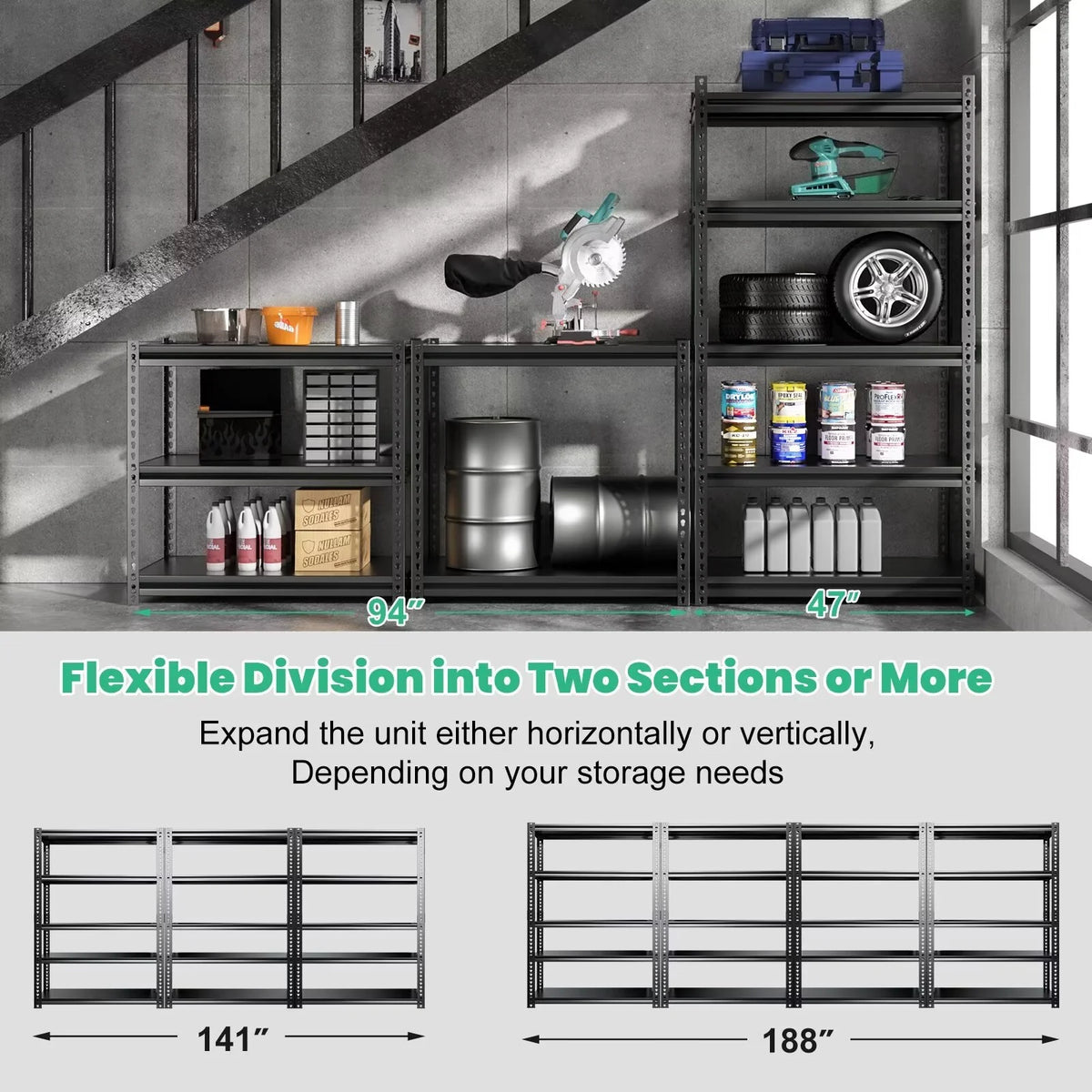 5 Tier Heavy Duty Metal Storage Shelves K47274