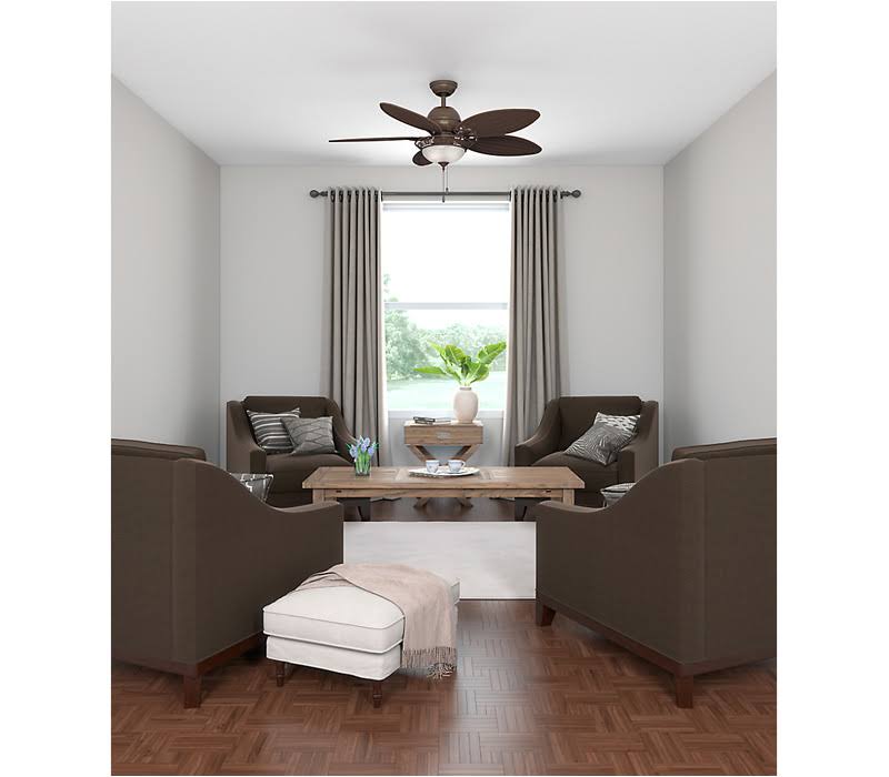 54x22 Ceiling Fan with Light Weathered Bronze Antique Dark Wicker X559