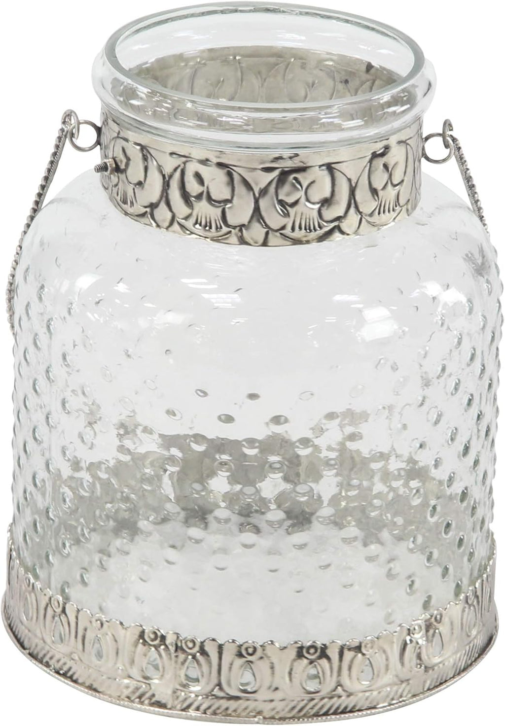 Glass Jar Candle Holders with Metal Handles, Clear, Silver, Pack of 2 M441571