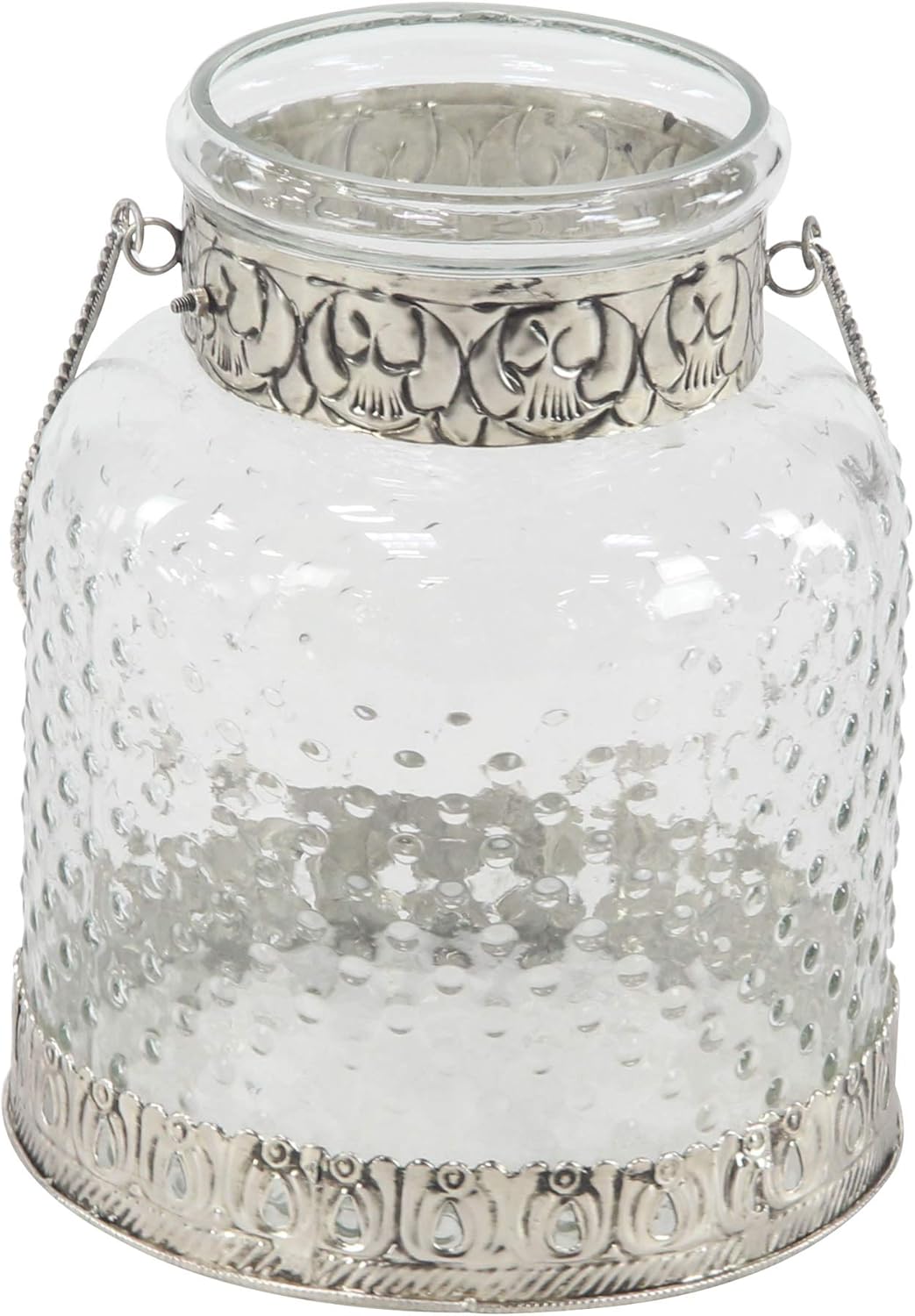 Glass Jar Candle Holders with Metal Handles, Clear, Silver, Pack of 2 M441571