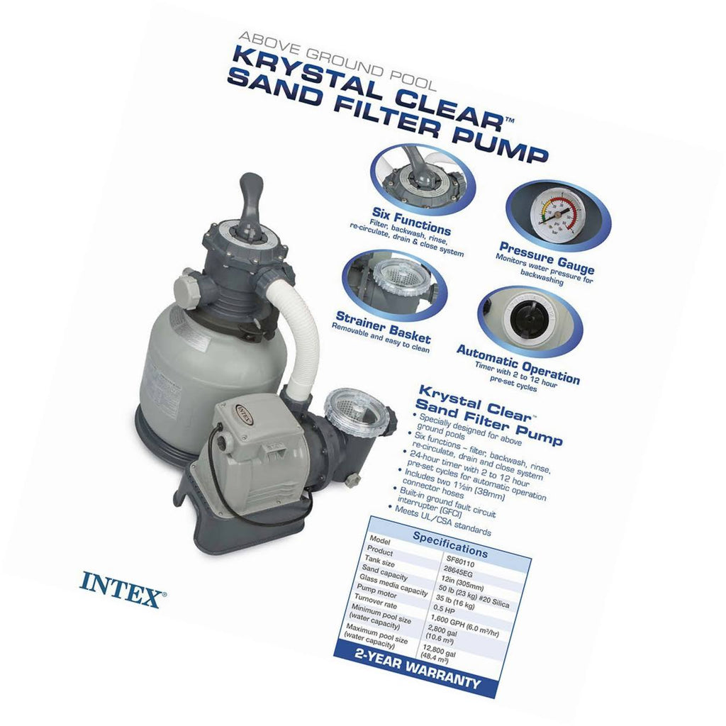 Sand Filter Pump for Above Ground Pools 12-Inch N99540