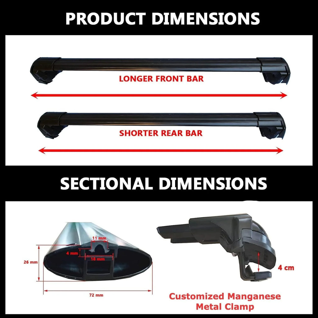 Silver Lockable Roof Rack Crossbars for Factory Raised Side Rails K5059