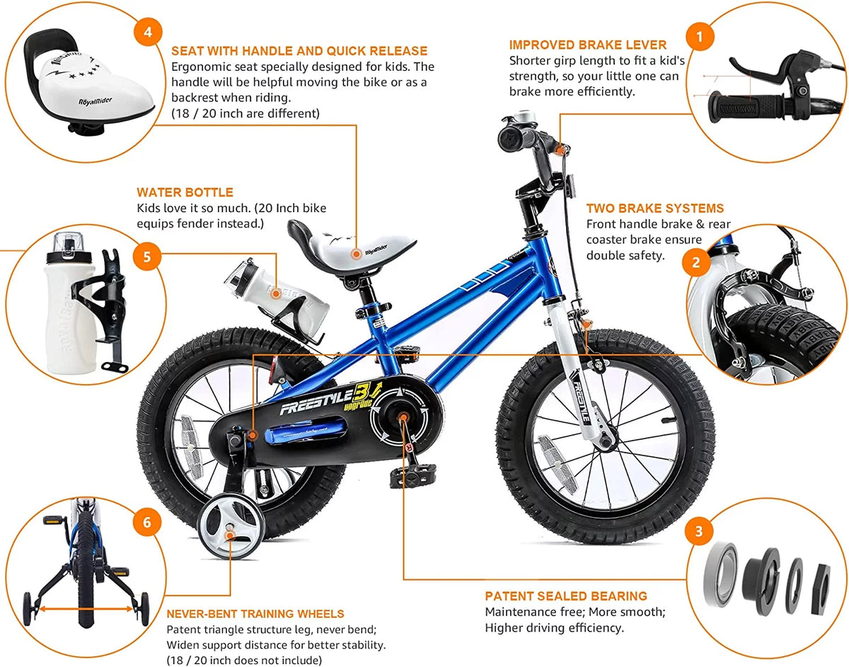 16 In Black Kids Bike with Training Wheels B4210