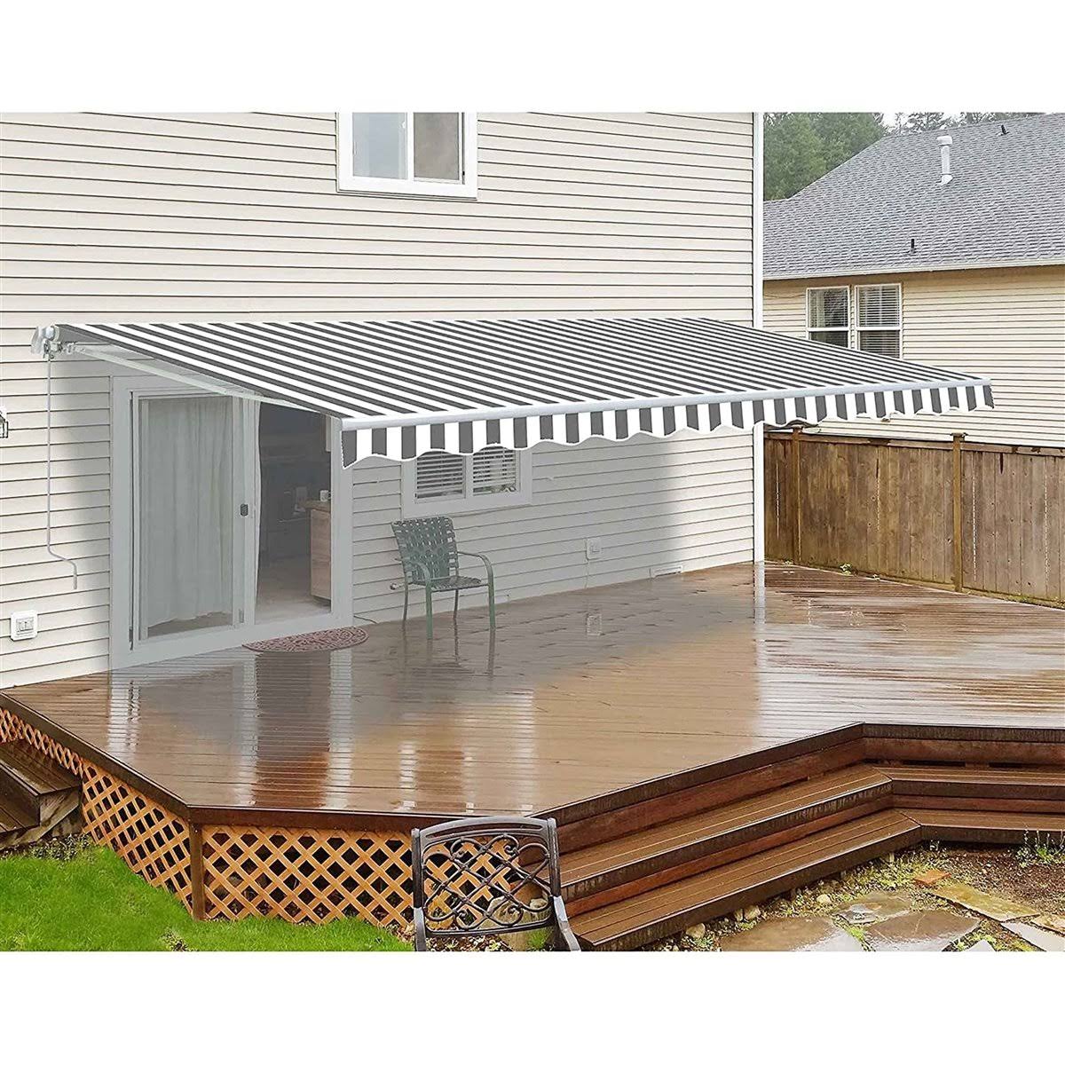 White Retractable Motorized Patio Awning G33337
