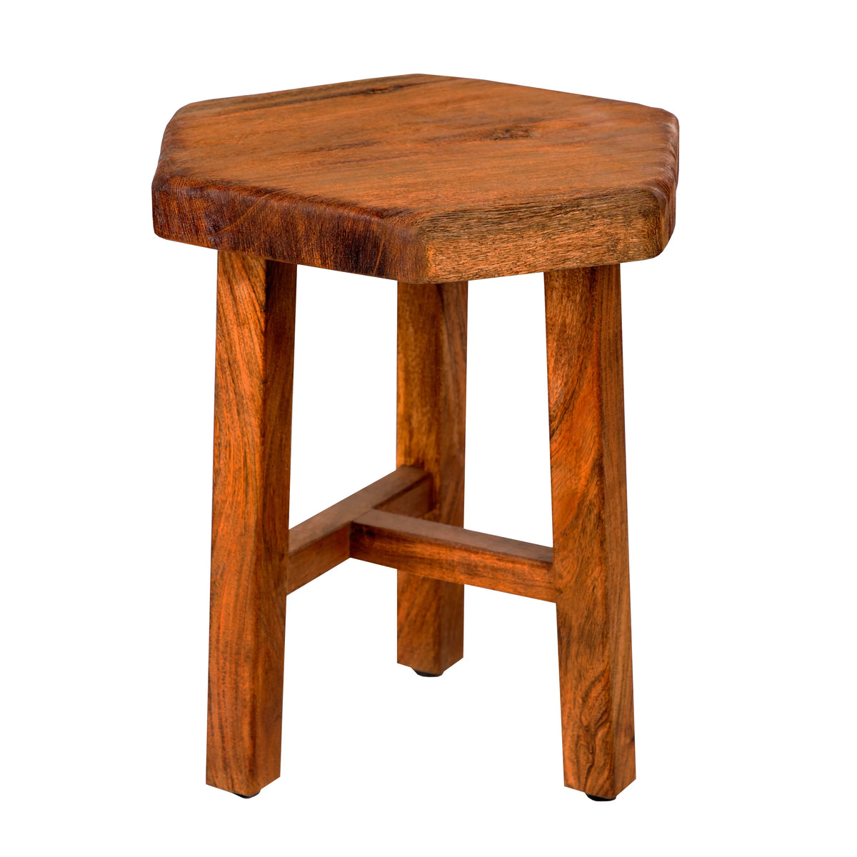 18 Inch Hexagon Acacia Wood Side Table with Live Edge Top P904302