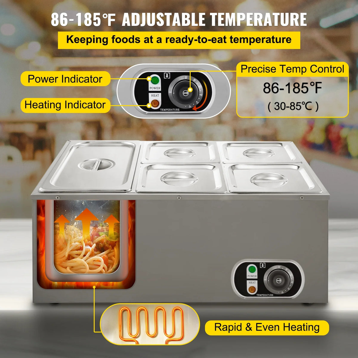 5-Pan Stainless Steel Electric Food Warmer Y435