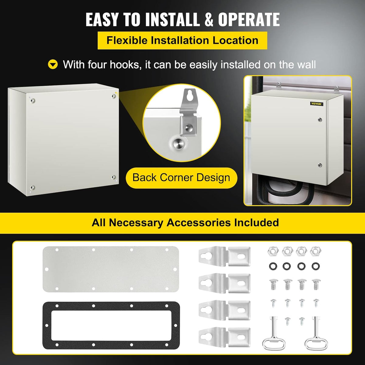 24 x 24 x 12'' NEMA 4X Steel Electrical Box with Mounting Plate R1214