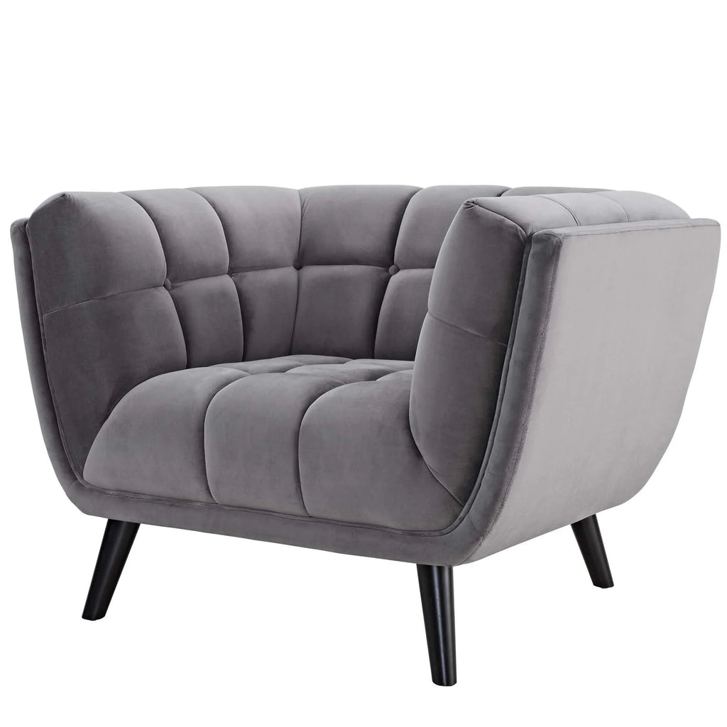 Grey Velvet Armchair and Sofa Set T392