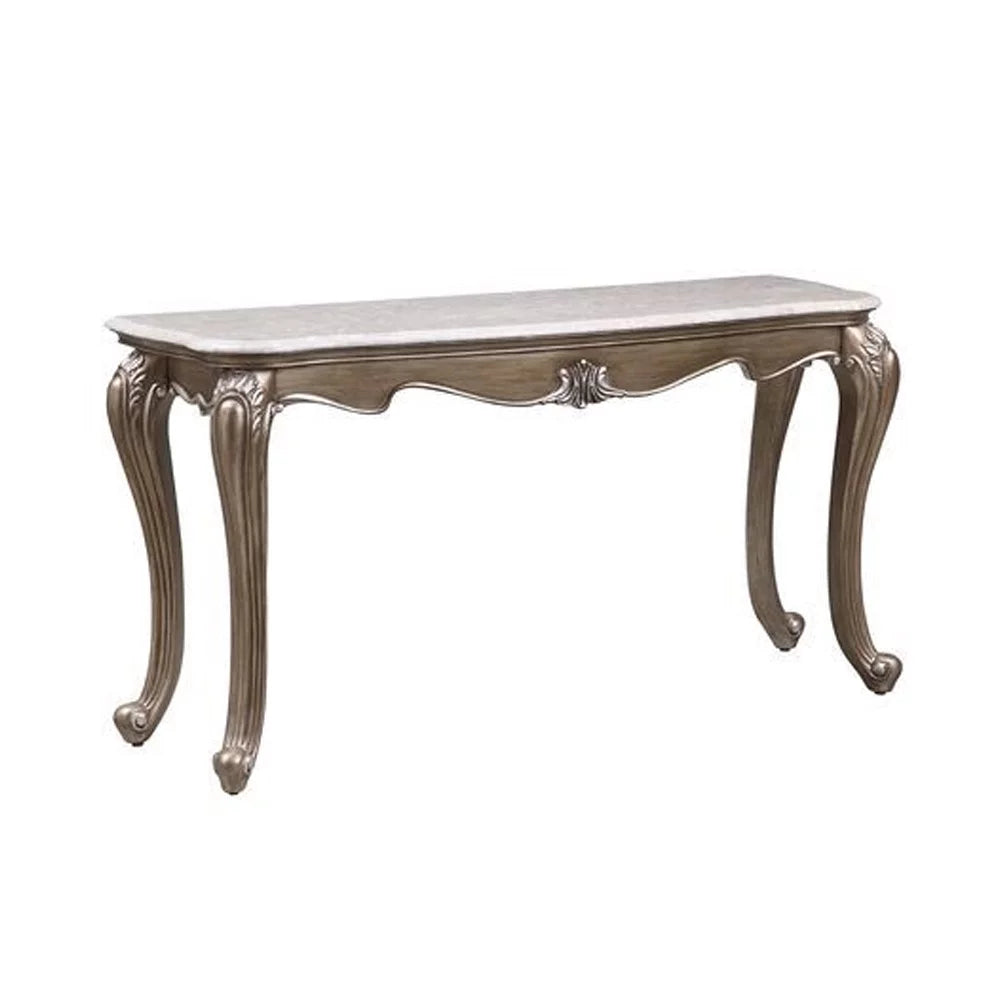 Sofa Table with Marble Top and Queen Anne Legs Gold L115