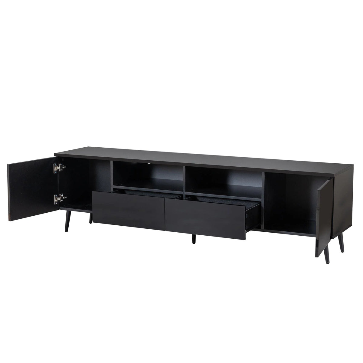 Black TV Stand with LED Lights and Storage Drawers H283