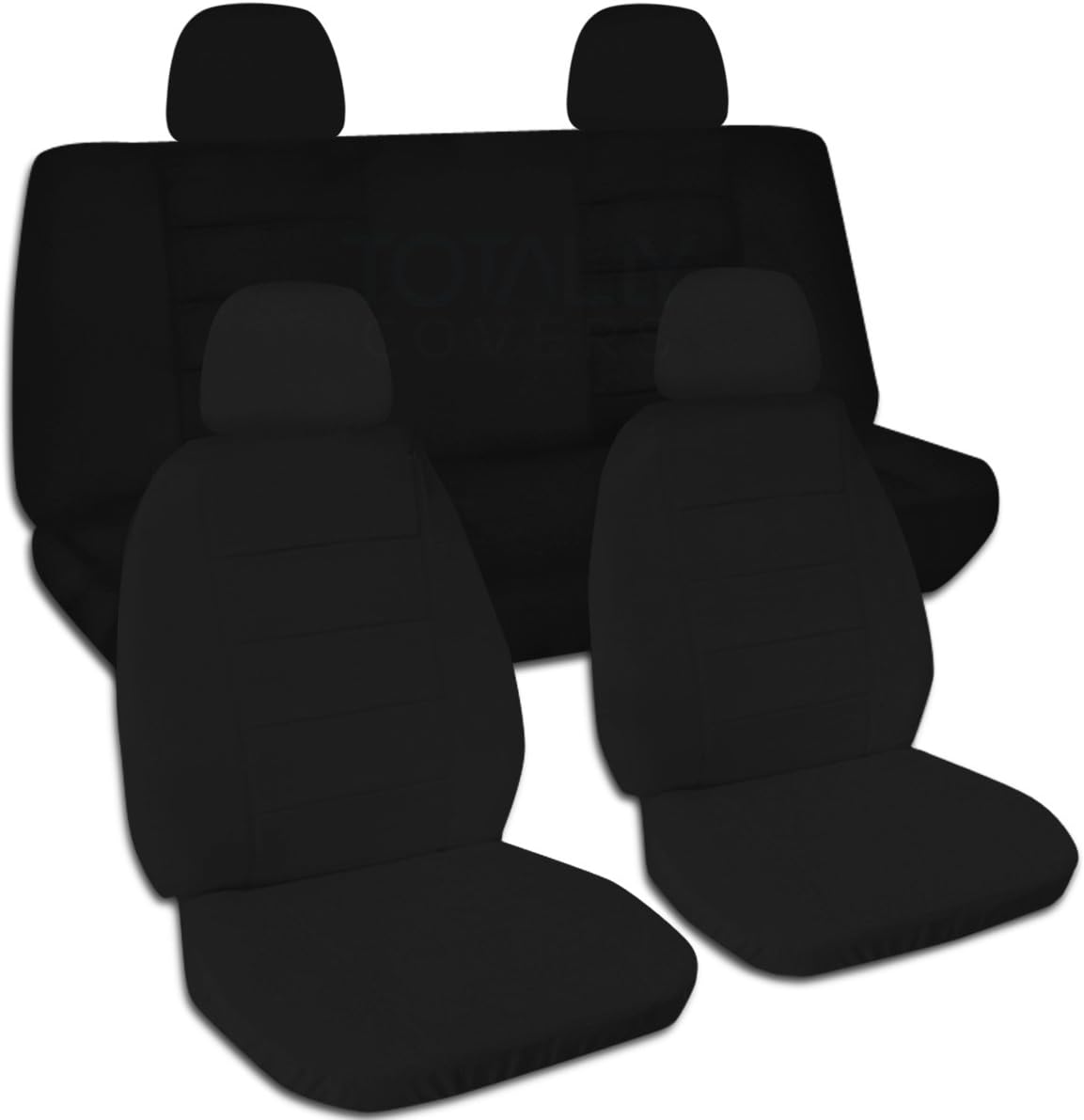 Navy Blue Solid Color Car Seat Covers with 4 Headrest Covers J58466