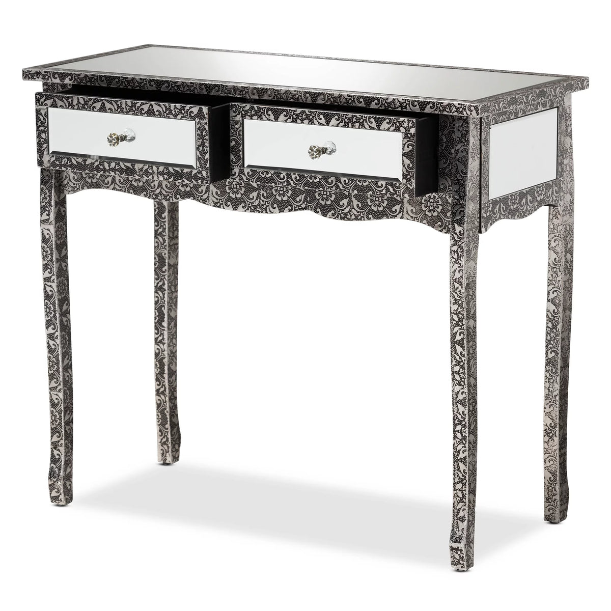 Mirrored Glass 2 Drawer Console Table X7288