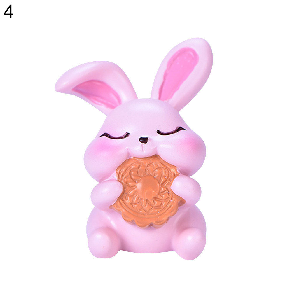 Resin Dollhouse Miniature Moon Cake Rabbit Ornaments W197696