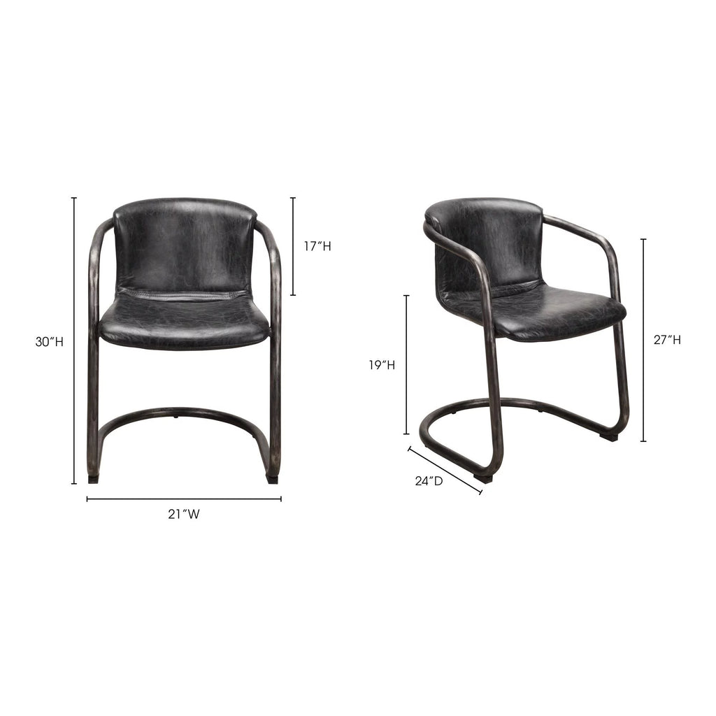 Onyx Black Leather Dining Chair Set Of Two N448