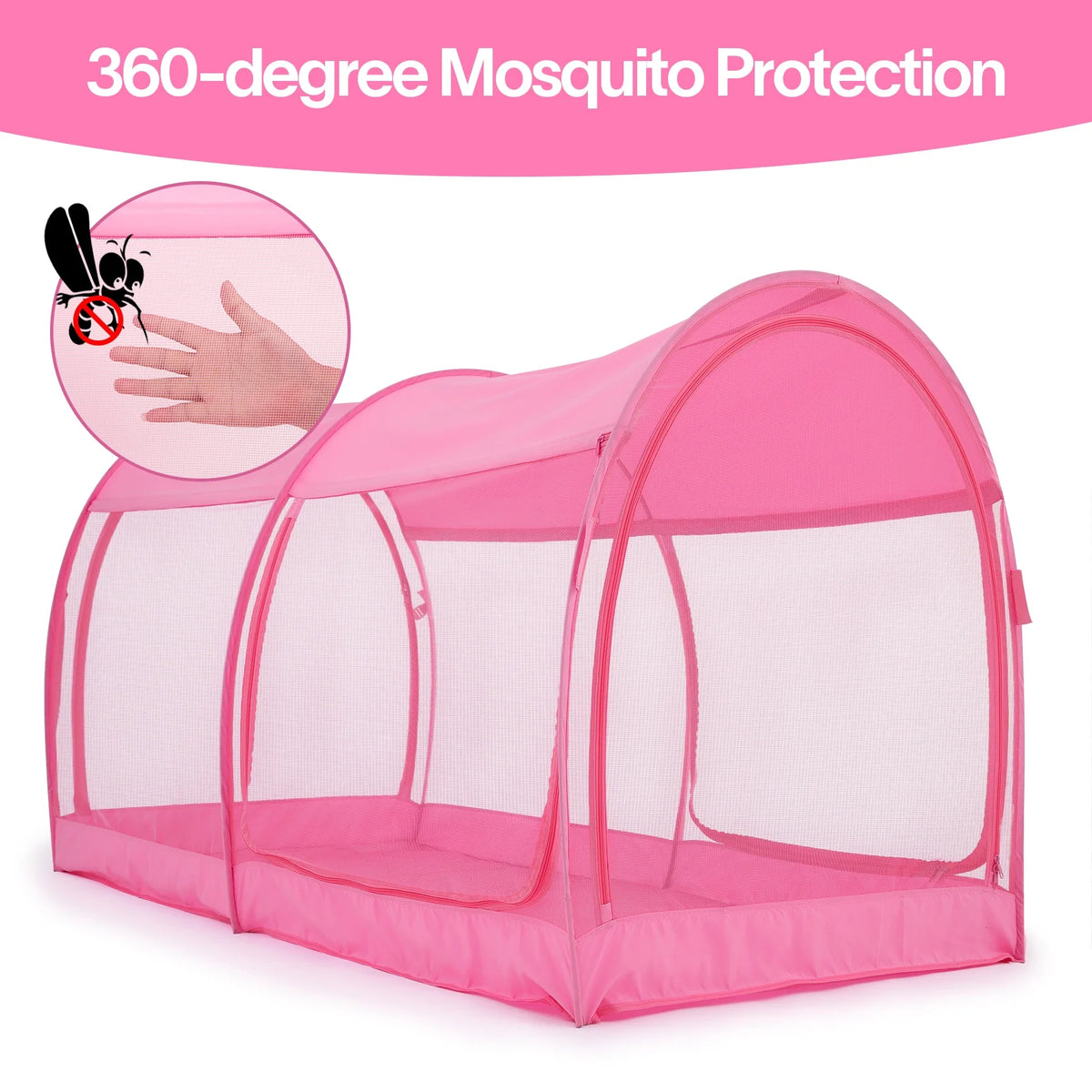 Twin Size Pink Bed Tent Mosquito Net Privacy Space M9125