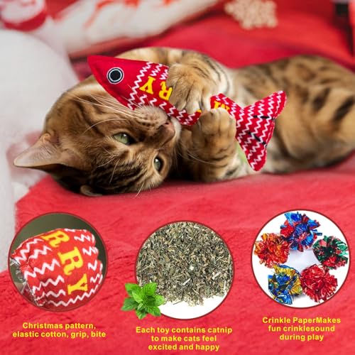 6 Pcs Christmas Catnip Plush Cat Toys V7275