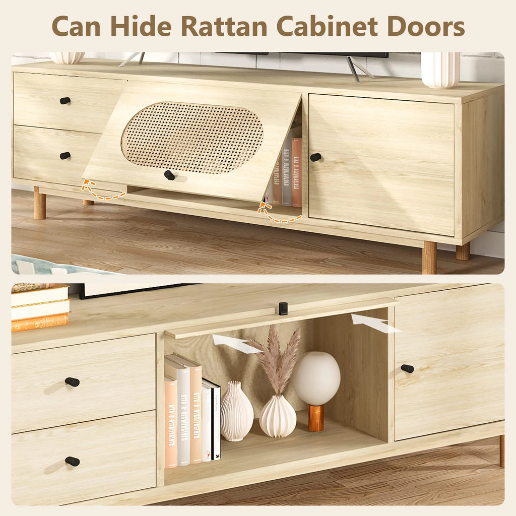 Natural Rattan TV Stand with 2 Drawers E95874