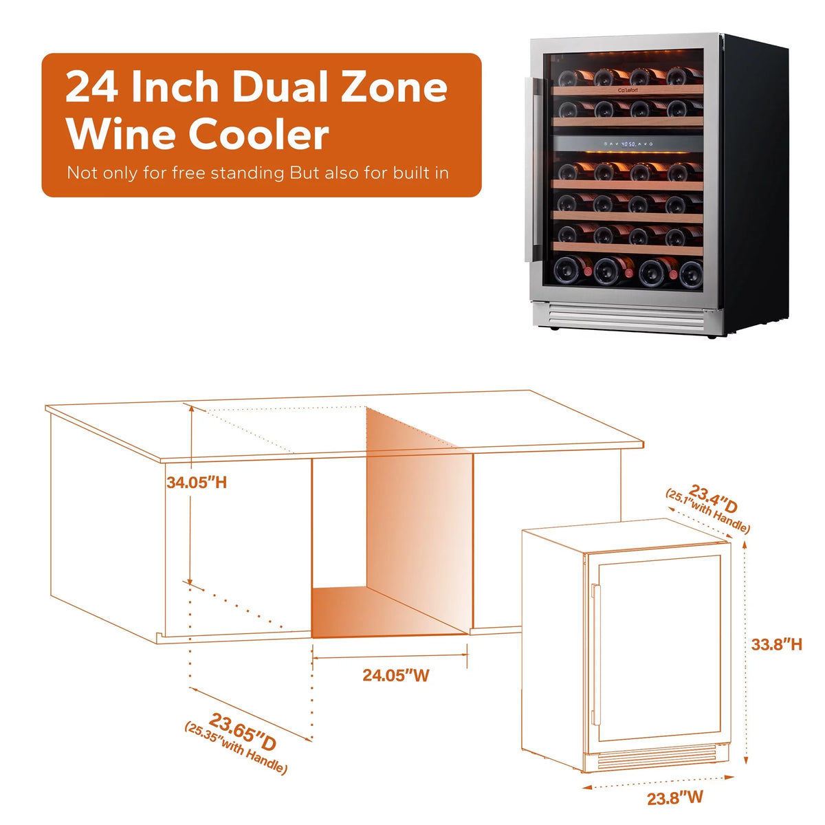 24 inch 46 Bottle Stainless Steel Wine Cooler Refrigerator H50663