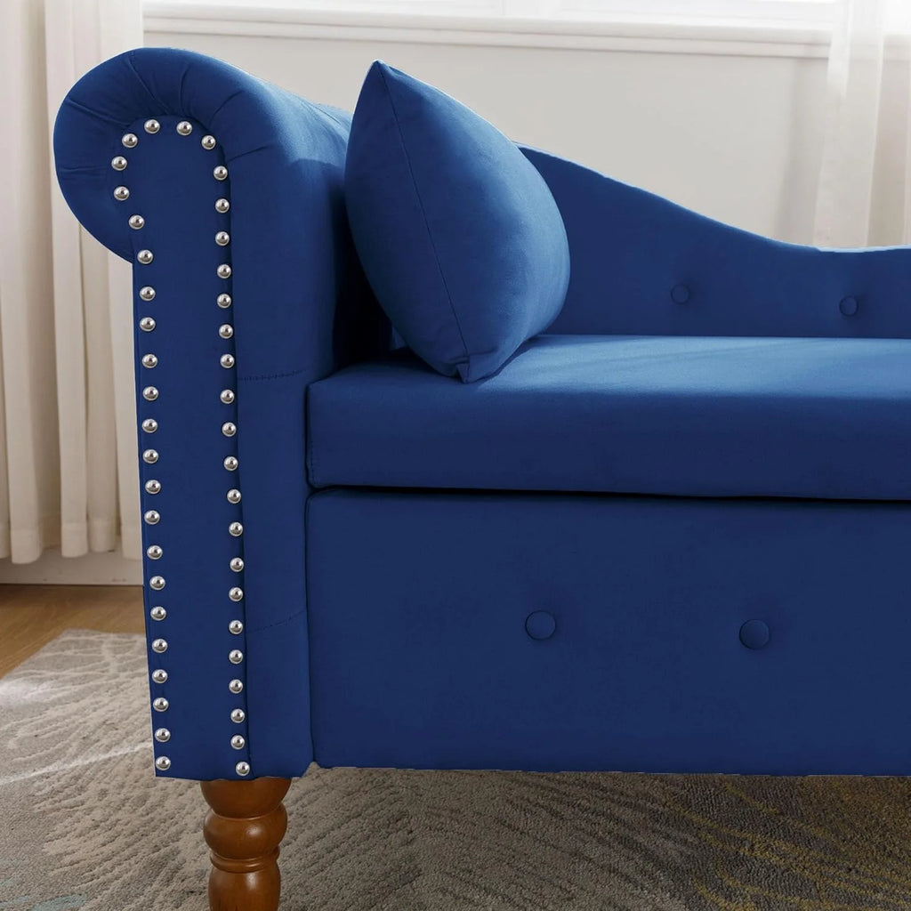 Velvet Chaise Lounge with Storage and Pillow I88181