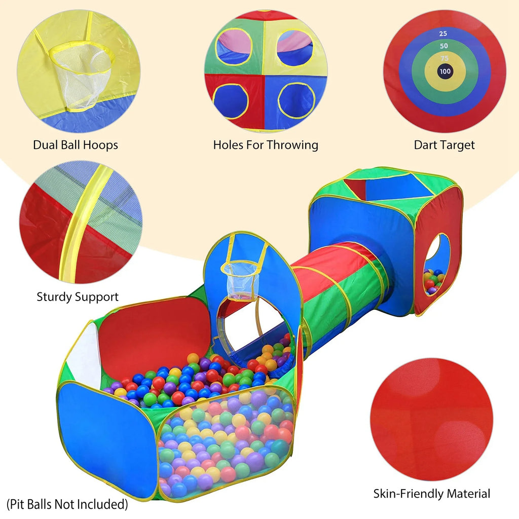 5Pcs Colorful Kids Play Tent Ball Pit Crawl Tunnel Playhouse I145622