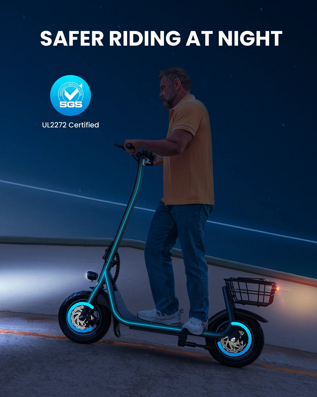 550W 12 inch Electric Scooter with Basket and Wide Deck O44537
